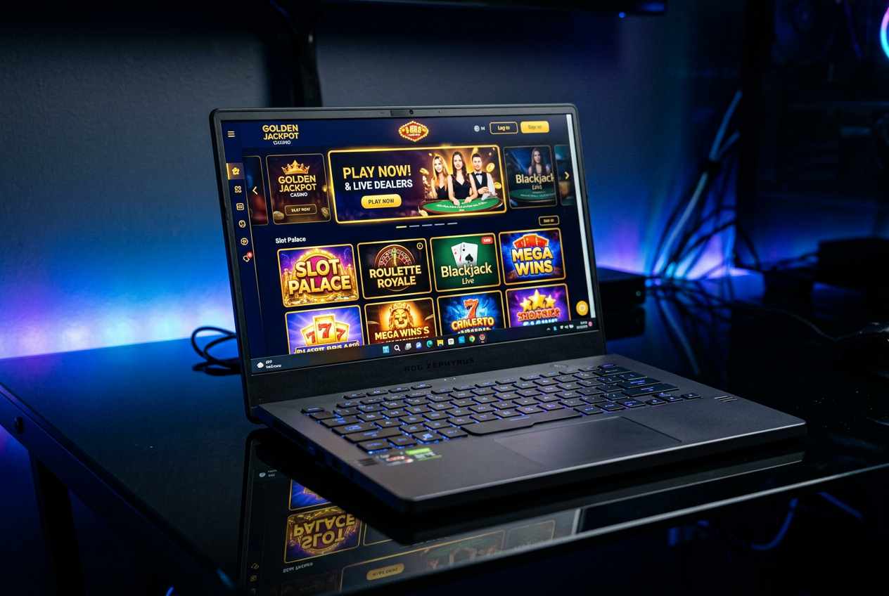 High-end digital casino lobby on a modern device.