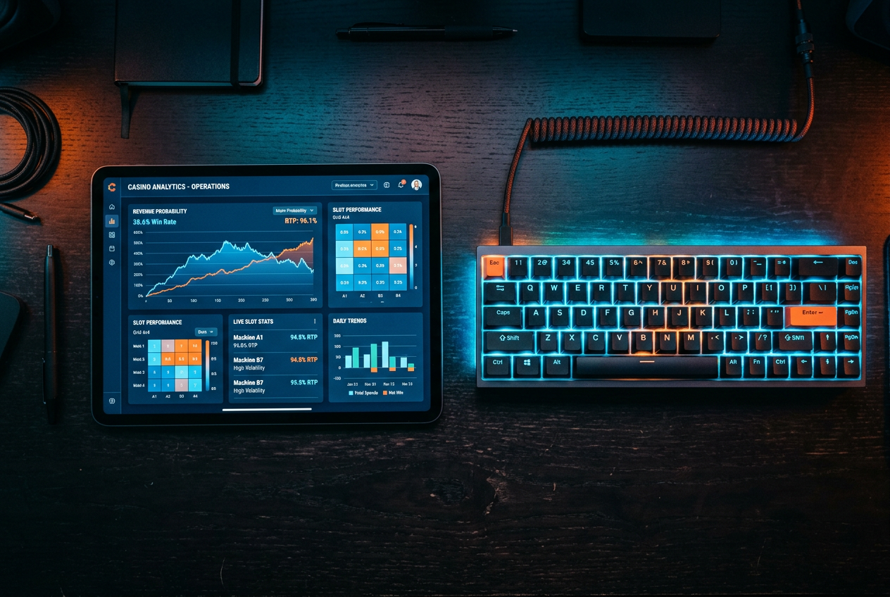 Strategic visualization of a player analyzing odds on a tablet at night
